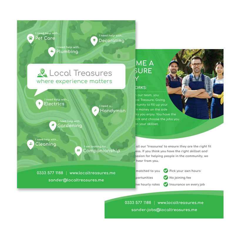 Professional A5 flyer design example for a stylish brand by Mint Graphics